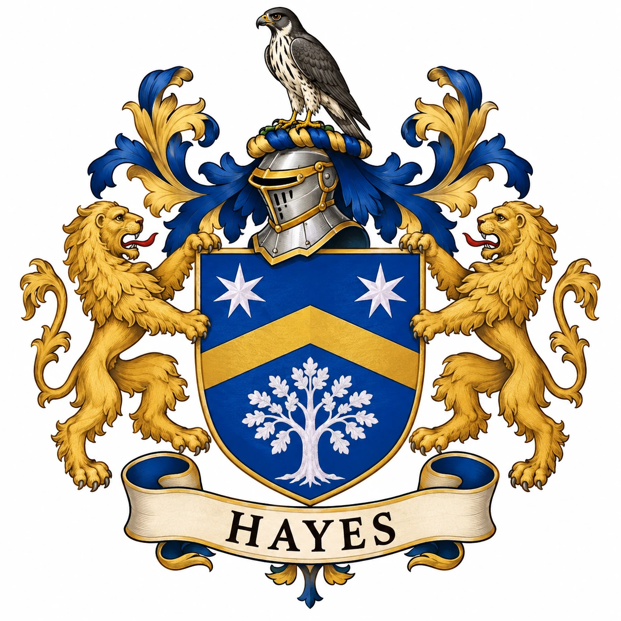 Hayes coat of arms – heraldic shield with crest